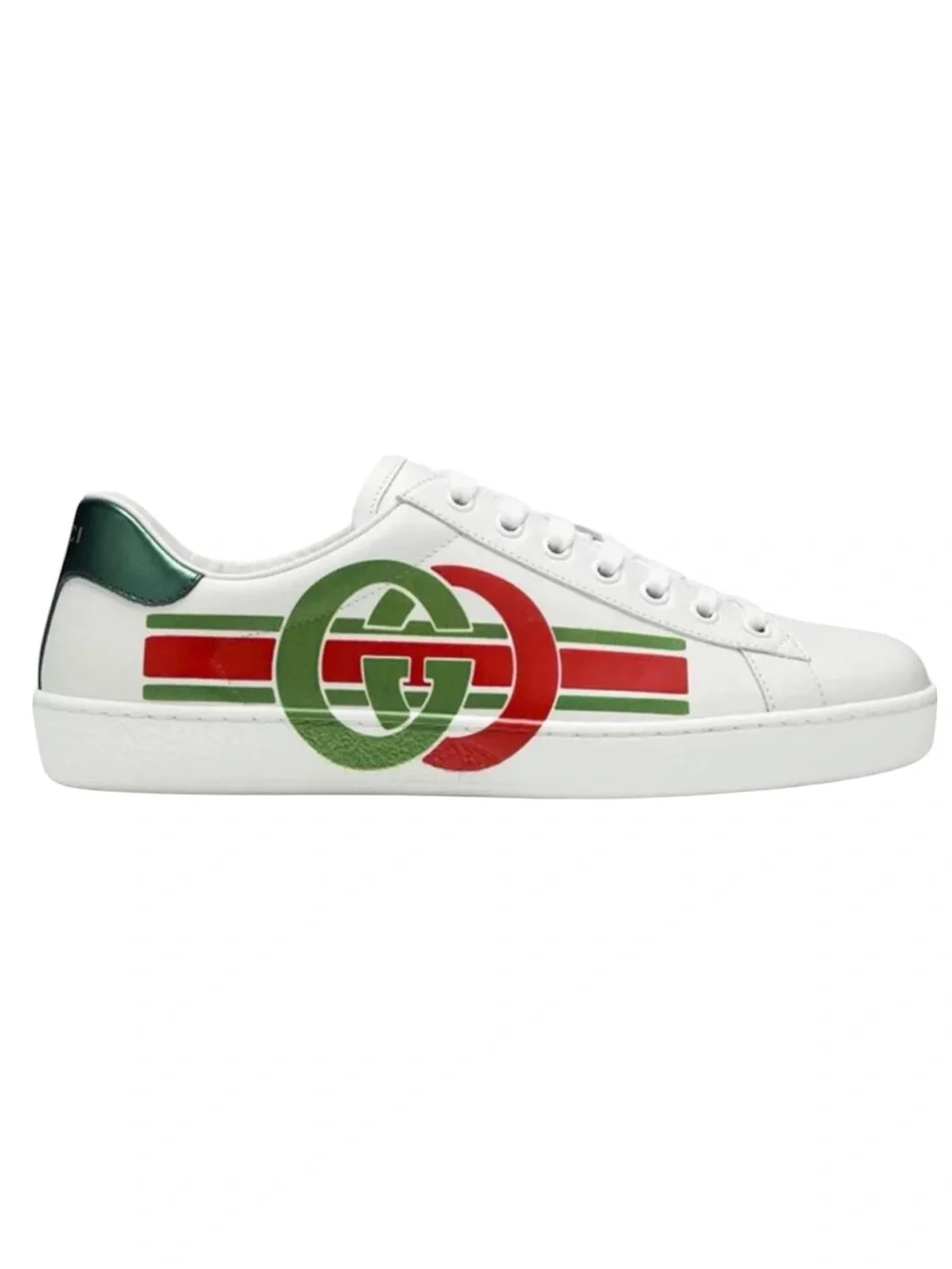 Gucci Ace Sneakers Men’s 7 White Metallic Leather Interlocking G New with Box - Picture 12 of 12